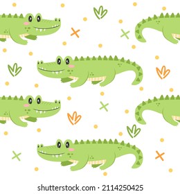 Cute crocodile cartoon illustration patterns