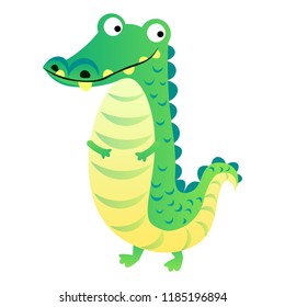 Cute crocodile cartoon isolated on white background