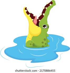 Cute crocodile cartoon , isolated on white background