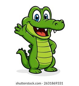 Cute Crocodile Cartoon Mascot Friendly Alligator Illustrations