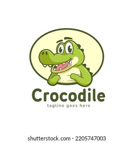 Logo de la mascota de cocodrilos. cocodrilo lindo hambriento busto de la mascota de la ilustración