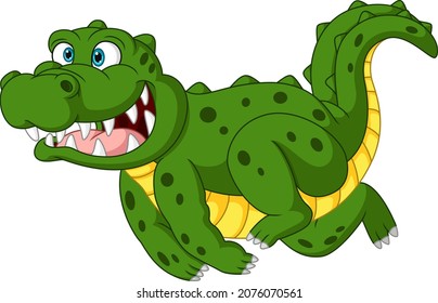 Cute crocodile cartoon on white background