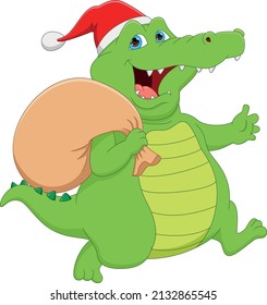 cute crocodile cartoon on white background