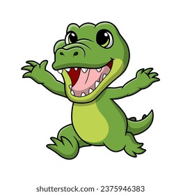 Cute crocodile cartoon on white background