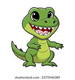 Cute crocodile cartoon on white background