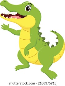 Cute crocodile cartoon presenting , isolated on white background