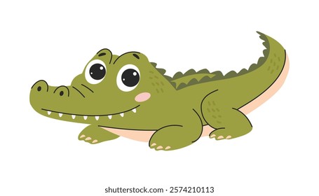 Cute crocodile cartoon vector illustration isolated on a white background.