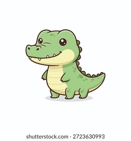 Vector lindo de la historieta del cocodrilo aislado en el fondo blanco