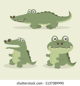 Cute crocodile  cartoon vector set