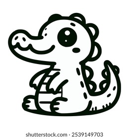 bonitinho crocodilo desenhos animados animal selvagem doodle mão desenhado vetor ilustração modelo design