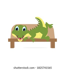 cute crocodile in the chair, simple vector illustration design