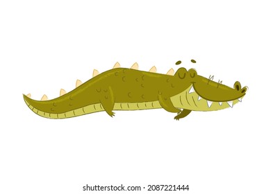 Cute Crocodile Character with Closed Eyes Sleeping Vector Illustration