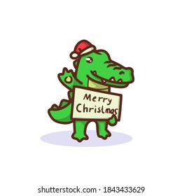 Cute crocodile with Christmas costume