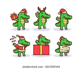 Cute crocodile with Christmas costume