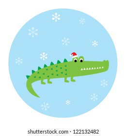 cute crocodile in christmas time