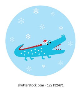 cute crocodile in christmas time