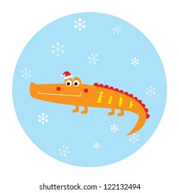 cute crocodile in christmas time