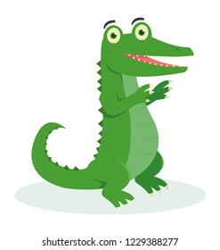 A cute crocodile dancing with his foot