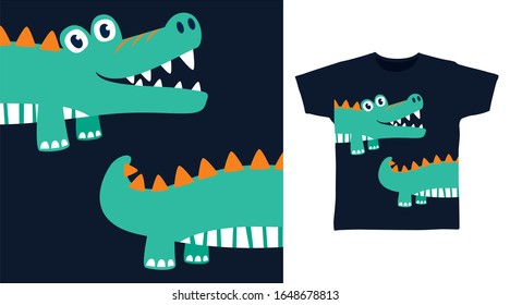 Cute crocodile design vector illustration ready for print on t-shirt, apparel, poster and other uses.