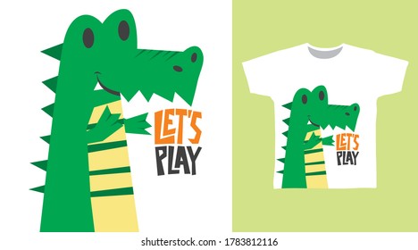 Cute crocodile design vector illustration ready for print on tees.