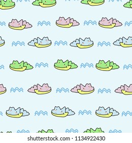 cute crocodile doodle sealess pattern,line simple hand draw,vector illustration.