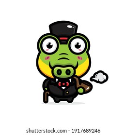 cute crocodile dressed in classic