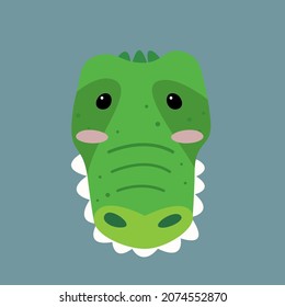 Cute crocodile face. Isolated vector.