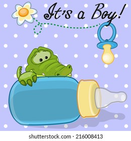 Cute Crocodile with feeding bottle 