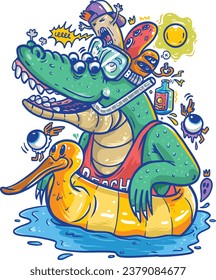 Cute Crocodile and Friends Vector Design