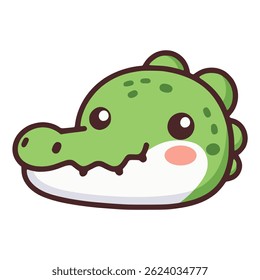 cute crocodile head wild animal flat color vector illustration template design