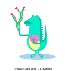 Cute crocodile with heart