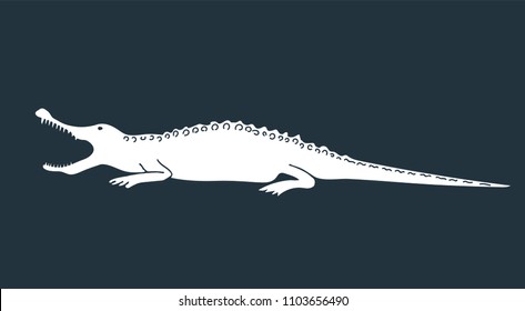 Cute crocodile icon. Hand drawn silhouette. Vector illustration. 