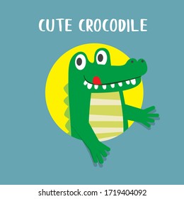 Cute crocodile icon, vector illustration
