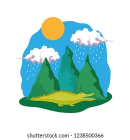 cute crocodile in the landscape