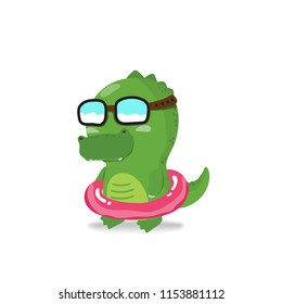 cute crocodile and life ring