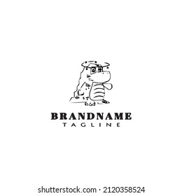 cute crocodile logo cartoon icon design template black modern isolated vector illustration