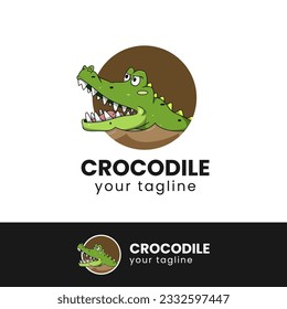 Cute Crocodile logo template for a gamer or business