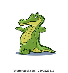 cute crocodile mascot cartoon posing for advertising