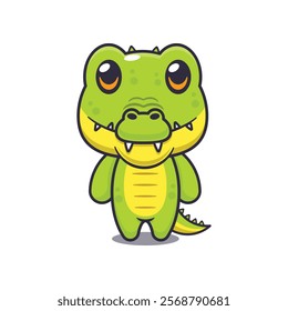 Cute crocodile mascot cartoon vector illustration. Vector cartoon Illustration suitable for poster, brochure, web, mascot, sticker, logo and icon.