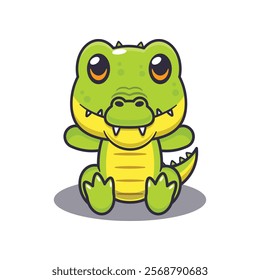 Cute crocodile mascot cartoon vector illustration. Vector cartoon Illustration suitable for poster, brochure, web, mascot, sticker, logo and icon.