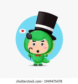 Cute crocodile mascot magician vector design