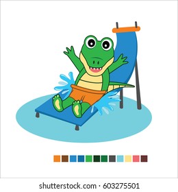 cute crocodile mascot swimming Vector illustrator for kids