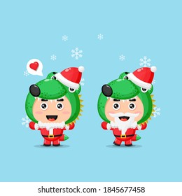 Cute crocodile mascot wearing Christmas costume