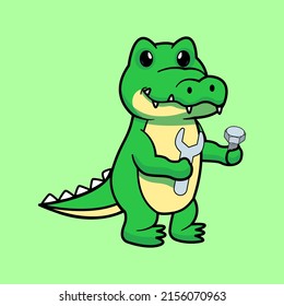 Cute crocodile mascot as workshop worker of illustration vector