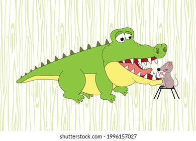 cute crocodile and mouse animal cartoon