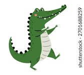 Cute crocodile on a white background. Flat vector illustration in a simple children