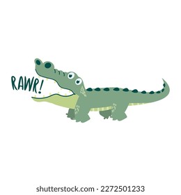 Cute crocodile  open mouth roaring vector