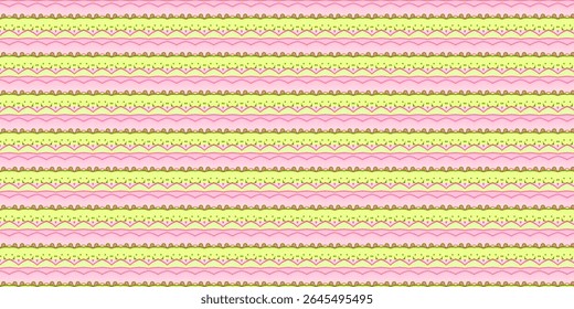 Cute crocodile pattern in pastel green and pink tones. Playful seamless background perfect for kids’ textiles, stationery, or wrapping.