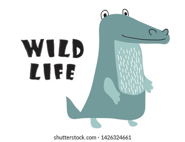 cute crocodile print. vector illustration for kids t shirt,clothes,fabric