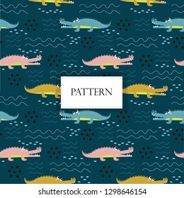 cute crocodile seamless pattern